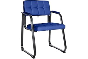 ‎CLP CLP Besucherstuhl Canada B Mit Polsterung Und Kunstlederbezug I Wartezimmerstuhl Mit Armlehne Und Metallgestell, Farbe:blau