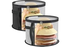 JBLJDWD 2PCS Hat Boxes with Lids, Hat Box, Compact Cap Storage Organizer for Travel & Home Use, Durable Non-woven Fabric, Classic Black and Gray, Fits Various Hats Styles