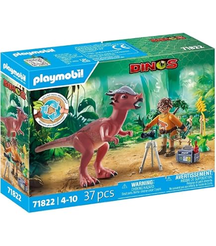 Playmobil Dinos 71821 pas cher, Tricératops avec son bébé et explorateur