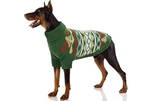 PUMYPOREITY Maglioncino Natalizio per Cani, Maglia Maglione Collo Alto Cuccioli Gatti Cappottino Invernale Caldo Cani Maglieria Costume Natale Abbigliamento Inverno per Cani(Verde, XL)