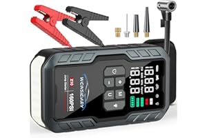 Wonsidary 7000A Starthilfe Powerbank für PKW mit 160 PSI Kompressor,27000 mAh,Auto Starthilfe Powerbank für Alle 12V Benzin- & bis zu 8.0L Diesel motoren,4 LED-Lichter, Notfallset für Winterreisen