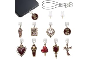 WEWAYSMILE 9 Stück Staubschutzstecker Typ C USB-C-Staubschutzstecker mit Legierung Gothic-Anhängern Niedlicher Ladeanschlussschutz Für Handy-Lesegeräte als Geschenk