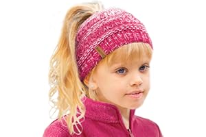 TOSKATOK Bonnet thermique pour fille avec doublure en polaire pour queue de cheval