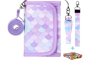 Choco Mocha Brustbeutel für Kinder, Geldbeutel für Mädchen mit Münzfach - Kinder Portemonnaie, Sichtfach, 3 Ersatz-Lanyard & 1 Geschenkbox(Lila)