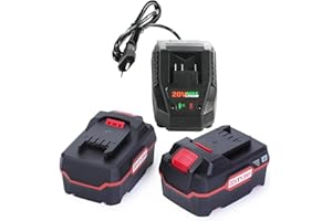 HHiMXPO 2 x 4,5Ah Li – Batería de Ion y 1 Cargador rápido Compatible con Parkside 20 V Herramientas eléctricas inalámbrica