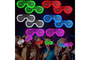 Nhcuijun Neon Party Flashing Glasses 3 Modes Novelty Party Flashing Glasses for Kid Adults 80s 90s LED Light Up Shades Sunglasses for Nightclub Halloween Rave Disco DJ Music Concert