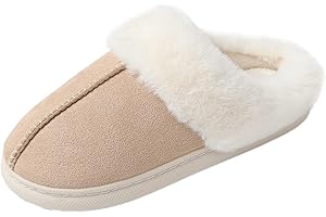 JOMIX Damskie kapcie zimowe, miękkie, płaskie, pluszowe, puszyste pantofle z podszewką, ciepłe, sztuczne futro, kapcie dla gości, antypoślizgowe, beżowy 01, 38 EU