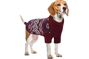 PUMYPOREITY Jersey Navidad para Perros, Sweater Gatos Suéter Navidad de Cuello Alto Invierno Cachorros Traje Caliente Perrito Ropa de Punto Chihuahua Abrigo Chaleco Navideño para Perros Gatos(Rojo, L)