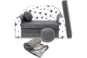 millybo Divano per bambini con funzione di sonno, pieghevole, 3 in 1, per bambini, con funzione letto, per ragazze, ragazzi, mini divano-letto, per cameretta dei bambini, colore grigio AC1