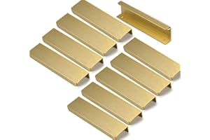 MARGUERASW Lot de 10 Poignées Dorées Invisibles pour Meuble - Cuisine en Alliage d'Aluminium, Entraxe 128mm