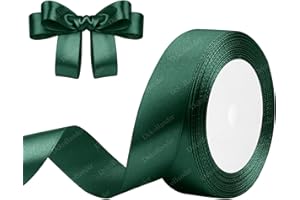 DEKOBANDER Ruban de Satin Vert Foncé 25mm x 23m Vert Foncé Ruban Cadeau Ruban de Satin pour L'emballage de Cadeaux, Bricolage, Couture, Décorations de Mariage, Décorations de Noël