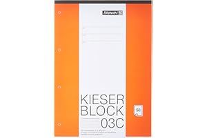 ‎BRUNNEN Brunnen 1042923 KIESER-Block Lineatur 3 (A4, Weiß, 50 Blatt, blanko, 80 g/m², Klasse 3)