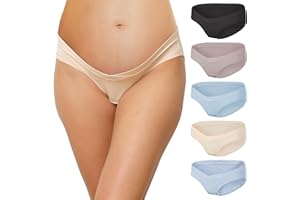 INNERSY Bielizna ciążowa, bawełniana, damska, majtki w stylu cesarskim, 5 sztuk w opakowaniu