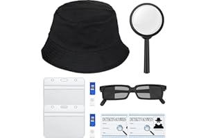 WDFCN Lot de 9 costumes de détective pour enfant, costume d'anniversaire, chapeau, carte d'insigne et lunettes d'agent, loupe pour anniversaire, festival et cosplay