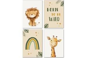 LAVEMA Images Décoratives pour Chambre d'Enfant | Poster Safari A4 Sans Cadre | Tableaux Muraux pour Garçon | Décoration Murale pour Chambre de Bébé