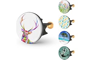 ‎ARTENEUR Arteneur Waschbeckenstöpsel 40mm Bunter Hirsch – Edelstahl Excenterstopfen mit extra Schwerer Messingschraube für stabilen Halt | Universeller Abflussstopfen für Waschbecken