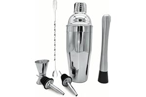 ChioSun Cocktail Making Set, 6-teiliger 750ML Cocktail Shaker Edelstahl mit Cocktail Shakers Eingebautes Barkeeper Sieb, Messen Jigger, Bar Löffel, Spirit Gießer und Muddler