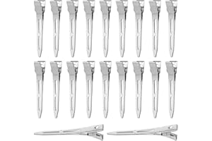 JIYIN Lot de 20 pinces à cheveux en forme de bec de canard - 5,5 cm - Argenté - Pinces crocodiles en métal - Fournitures de coiffure