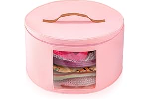keilend Hat Storage Box 17"*9.9", Hat Box Foldable, Hat Organizers with Two Side Handle, Hat Bag with Dust-proof Lid for Travel, Home Use, Toy, Clothes, Pink