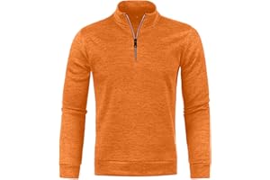 Zeiayuas Mens V Neck Jumper Long Sleeve 1/4 Zip Sweatshirt Fleece Lined Pullover Regular Fit Autumn Winter Velvet Sweatshirts Sweat Tops UK Size 10-20