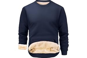 Peakwell Herren Gefütterte Sweatshirts Warm Winter Pullover Thermo Fleecepullover mit Kängurutasche