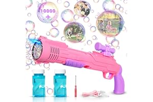 Bubble Gun, Panamalar Bubble Machine for Kids 10000+ Colorful Bubbles per min, Automatic Rifle Bubble Blower Maker Toy with 2 Bubble Solution for Kids Outdoor Indoor Garden Party Wedding Birthday Gift