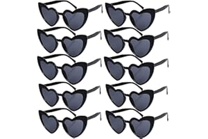 WOWTLMY 10 Pack Vintage Heart Shaped Sunglasses Black Sunglasses For Women Cat Eye Ladies Fashion Retro, Vintage Love Heart Eyeglasses for Protection Eyewear