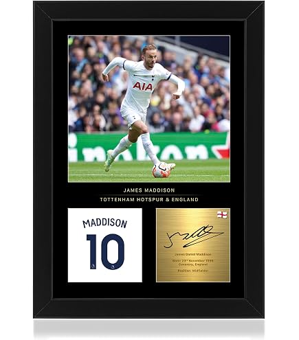 HWC Trading FR A4 James Maddison Regali Stampati Autografo Firmato Foto Per Gli Appassionati Di Calcio E Sostenitori - A4 Framed