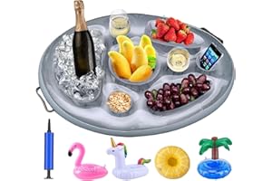 HAOLIIDA Inflatable Drinks Holder for Pool,Hot Tub Drinks Holder Set with 4 Floating Cup Holders, 8 Holes Large Cloud Hot Tub Table for Beverage Salad Fruit Buffet,Lazy Spa Accessories for Hot Tub