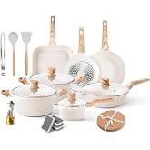RIOVARM Induction Pots and Pans Set with Lids Granite Nonstick Cookware Set with Grill Pan Essential Kitchen Set Pot Pan Spat