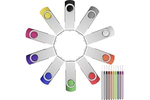 FEBNISCTE USB Stick 2GB Pack of 10 Multipack USB 2.0 Flash Drives - Swivel Mixed Color Bulk Memory Sticks 2 GB Thumb Drive Pen Drive Zip Drive