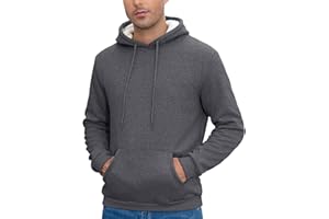 Vorvowry Hoodies for Men UK Warm Thick Fleece Lined Thermal Hooded Pullover Jumper Casual Hoody with Kangaroo Pocket