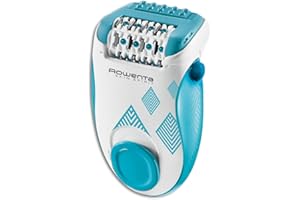 Rowenta Skin Spirit EP2910 - Depiladora de 2 velocidades con sistema anti dolor de 24 pinzas, cepillo limpiador, accesorio para zonas sensibles y bolsita de viaje