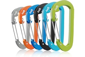 ‎ZALAVA Zalava Wiregate Karabiner Schnellverschluss, mit 10kN Schwerlast, aus Flugzeug Alu, D Form Clip Set für Camping, Wandern, Angeln, 6 pcs