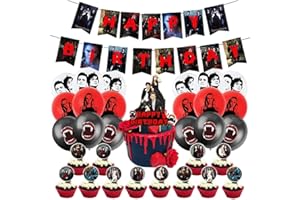 The Vampire Diaries Birthday Party Supplies, IOSCDH 46 Pcs Vampire Diaries Geburtstag Dekorationen Happy Birthday Banner, Cake Topper, Balloons, American Vampire Movie for Vampire Diaries