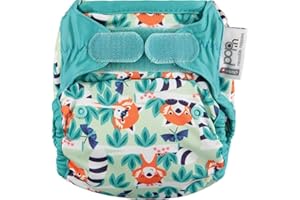 Close Pop-in Premium Bamboo Cloth Nappy - One Size, Birth to Potty, Secure Popper Fastener, Print Design - Red Panda