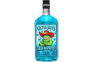 Cactus Jack's Electric Blue Raspberry, raspberry flavour sweet and sour schnapps liqueur made for shots, mixed alcoholic drinks and cocktails 700ml 15% ABV. PACKAGING MAY VARY.