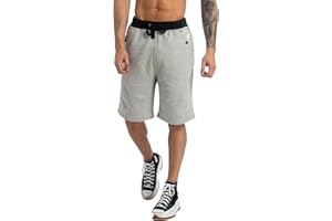 Kandor Męskie szorty do kolan joggery dla mężczyzn, męskie spodenki gimnastyczne z kieszeniami, polarowe spodenki dresowe z elastyczną talią i sznurkiem, na co dzień, sport, lato