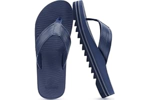 COFACE Mens Arch Support Flip Flops Yoga Mat Comfortable Thick Cushion Recovery Walking Thong Sandals Lightweight Slip On Summer Beach Slippers