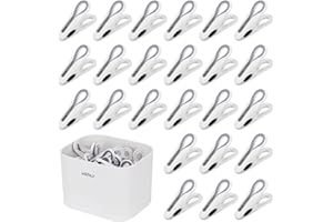 Auauraintt 36 pcs Antideslizante Pinzas de Ropa,con Cesta de Almacenamiento,Sin Rastro,Blanco, plástico Pinzas de Ropa,para tendedero o tendedero, Toalla, Ropa, Calcetines
