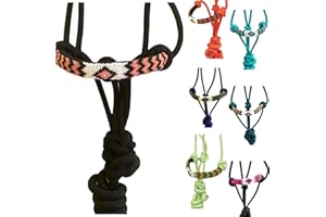 Majestic Ally Padded Beaded Nose Braided Rope Halter with 10' Matching Lead (Black)