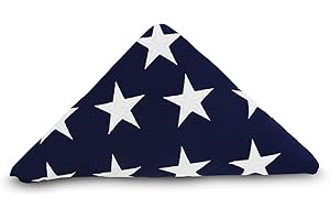 Anley Memorial Flag Amerykańska flaga amerykańska 5x9,5 stopy grubej bawełny dla weteranów - Haftowane gwiazdki i naszyte paski - 4 rzędy przeplatania się - Flagi USA do grobu