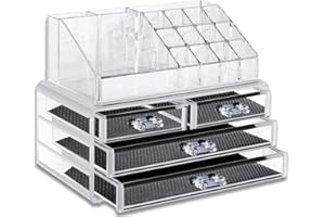 HH HOME HUT Home and Garden Products Cosmetic Organiser Drawers Clear Acrylic Jewellery Box Makeup Storage Case