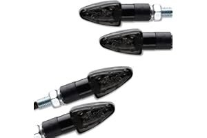 GERMANY MOTORSPORTS 4 x Mini Indicator, Universal, Black, Tinted, LED, Motorcycle Indicators, Wizard, 2 Pairs of Indicators