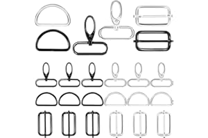 Alethron Karabinerhaken mit Drehgelenk Drehbare Taschenzubehör zum Nnähen 18 Stück Metall Karabiner für Taschen D Ring Leiterschnalle Karabinerhaken Taschenkarabiner für DIY Nähen(Silber+Schwarz)