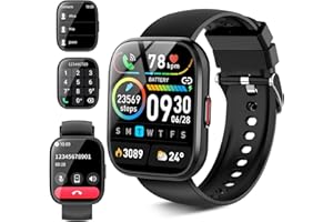 Aptkdoe Reloj Inteligente Hombre Mujer, 1.85" HD Smartwatch con Llamadas Bluetooth, 110+ Modos Deportivos, Pulsómetro, Monitor de Sueño, Pulsera Actividad Impermeable IP68 para iOS Android, Negro