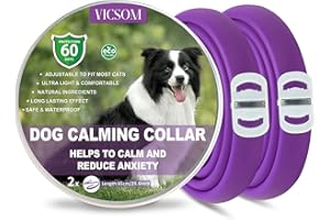 VICSOM Collare Calmante per Cani, Collare Calmante Regolabile per Cani, Collare Calmo per Cani Naturale Feromoni Anti-Ansia, Regolabile e Impermeabile per Tutti I Cani di Piccola e Media Taglia 2pcs 25.5In