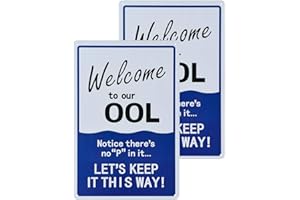 dojune - Lot de 2 panneaux de piscine, inscription « Welcome to Our OOL », « Pool Rules »