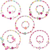 Glowjoy 5er Set Regenbogen Perlen Armbänder - Bunter Mädchen Schmuck