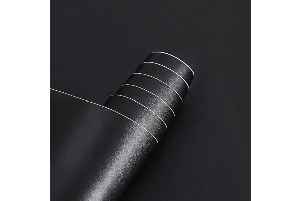 Arthome Noir Mat Contact Papier Peel and Stick 44cmx6m Papier Peint Noir Solide Texturé Film Vinyle Décoratif Autocollant pour Comptoir Armoires Rénovation Meubles Décoration Murale Recouvrement